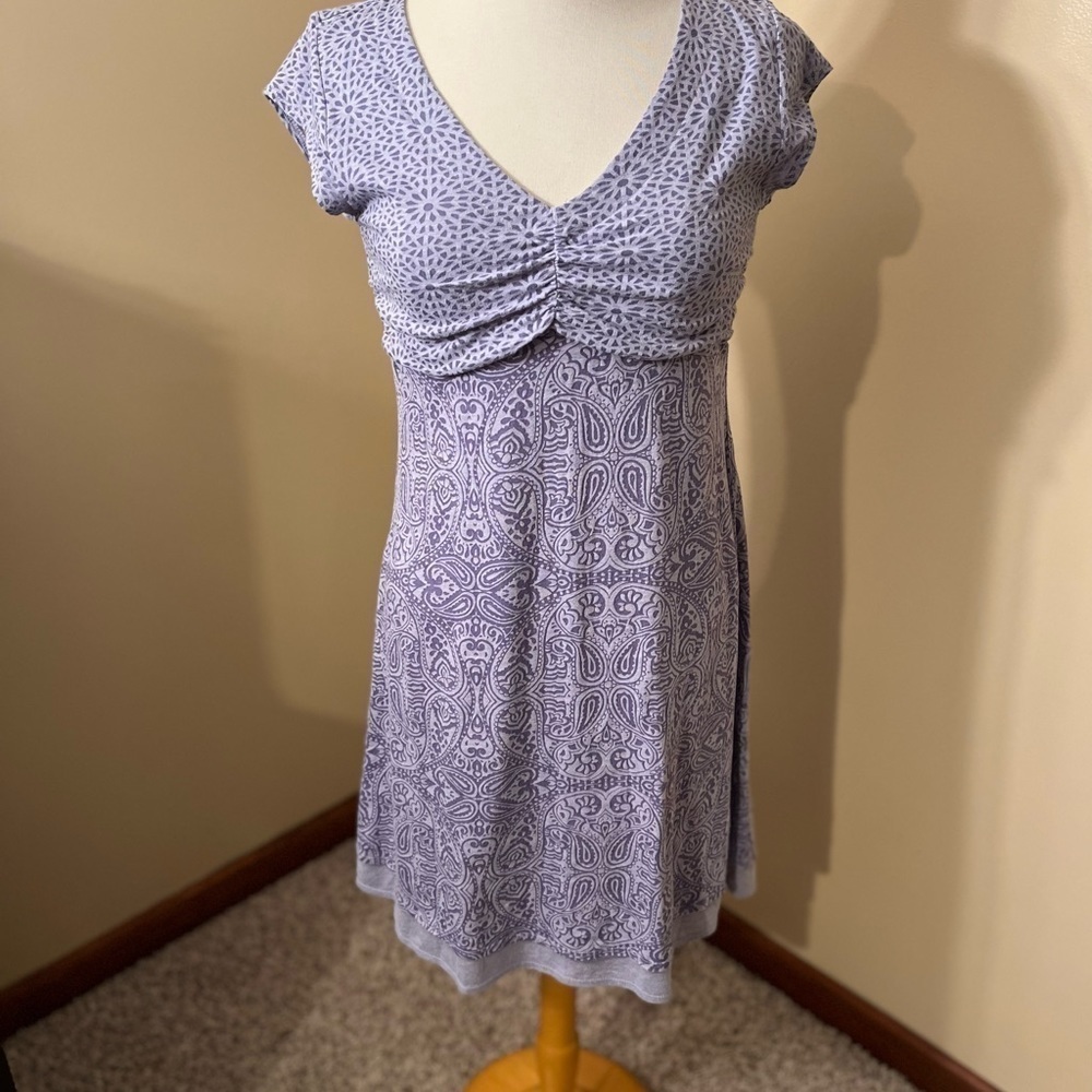 Athleta Dhara Paisley Boho Purple Double Layer Dress Sz S